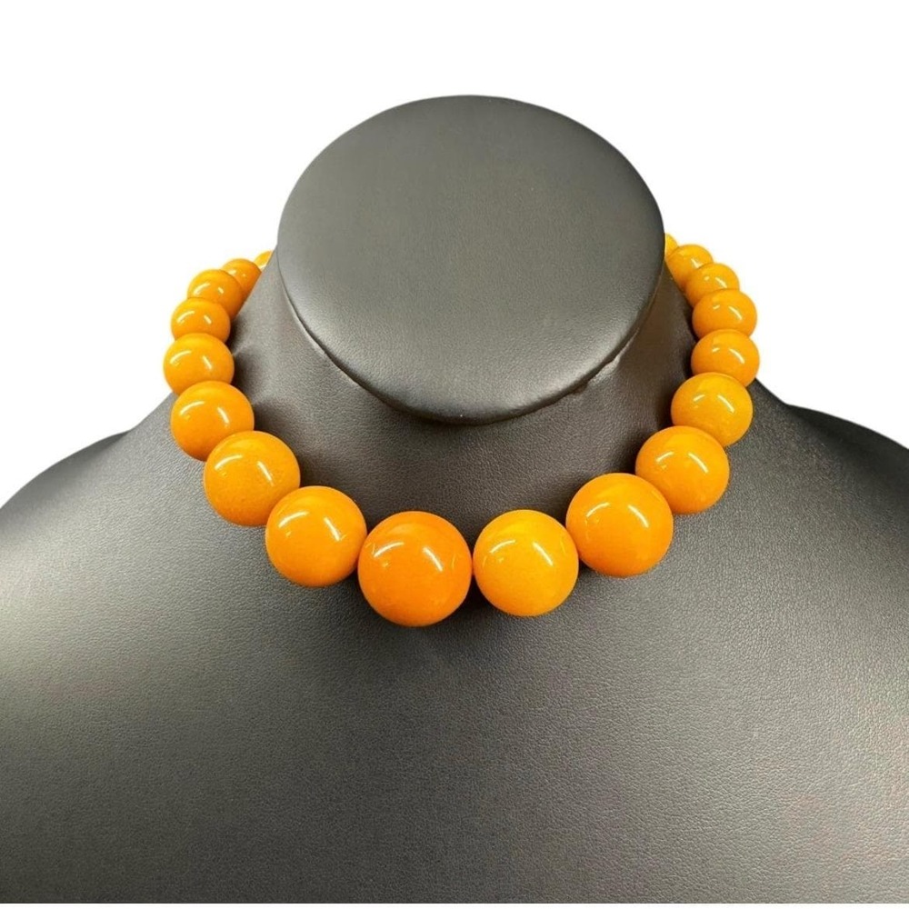 Bakelite Graduated Bead Vintage Necklace Butterscotch Chunky Deco Statement 12"